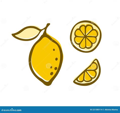 Lemon Doodle Sketch Illustration Vector Hand Drawn Outline Fruit