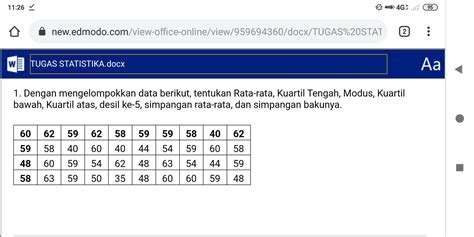 Soal Statistika Data Tunggal Riset