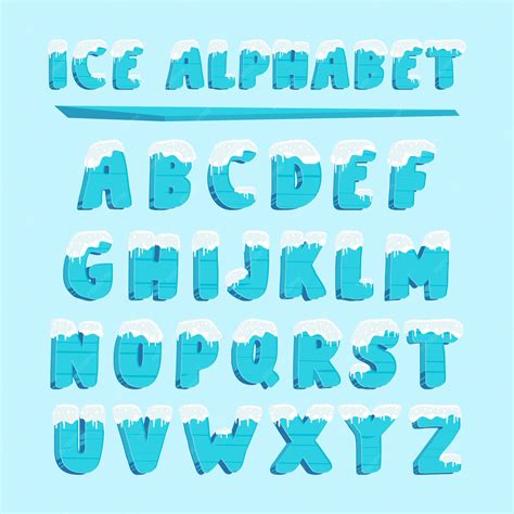 Premium Vector | Ice Alphabet Typography Snow Font Letters