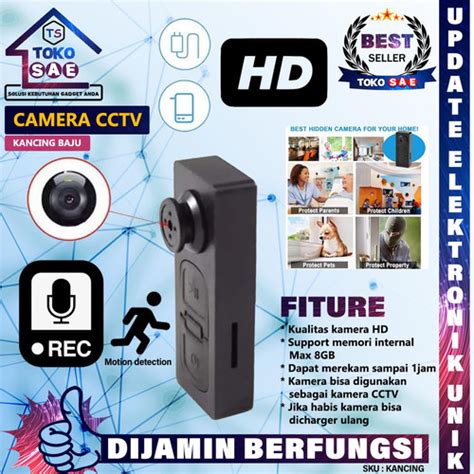 Promo Mini Spy Cam Button Shirt Camera Hitam Spycam Spy Camera Kancing