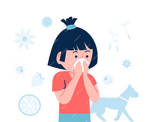 Premium Vector | Girl has seasonal allergy or cold Spring summer sneeze