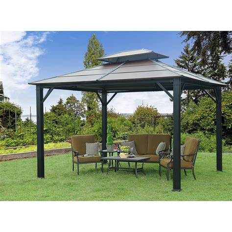 Sunjoy Rolla 10 Ft W X 12 Ft D Metal Permanent Gazebo Wayfair Ca