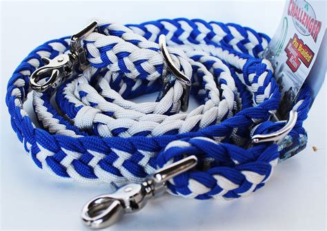 Roping Knotted Horse Tack Western Barrel Reins Nylon Braided White Blue 60717 | eBay