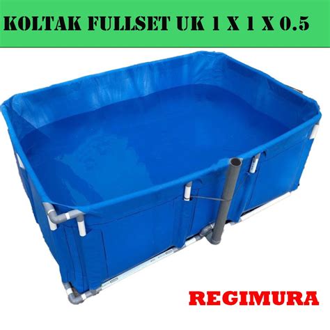 Jual Kolam Terpal Kotak Rangka Pipa Fullset Uk 1x1x0 5m Terpal PVC Semi