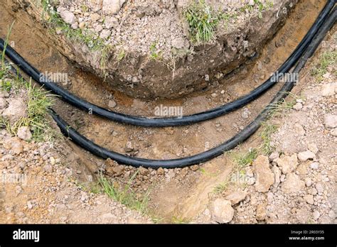 Electric Cables Are Buried Underground Curve Electric Cable