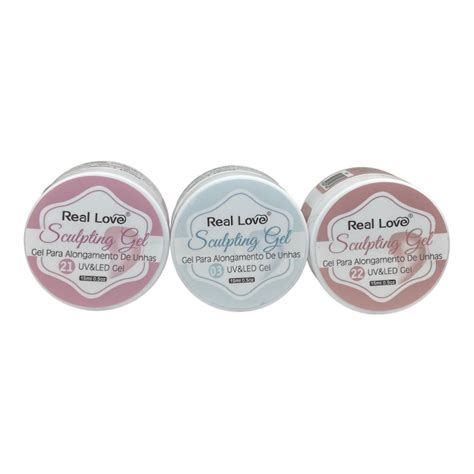 Gel Real Love De Alongamento Uv E Led Nude Branco E Rosa Fibra Acrigel Linha Sculpting