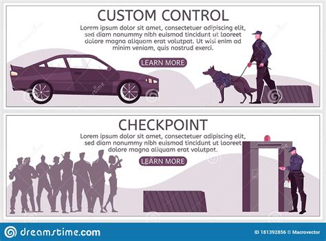 Customs Checkpoint Horizontal Banners Stock Vector Illustration Of