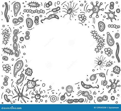 Bacteria Cells Set Composition Vector Illustration Stock Vector