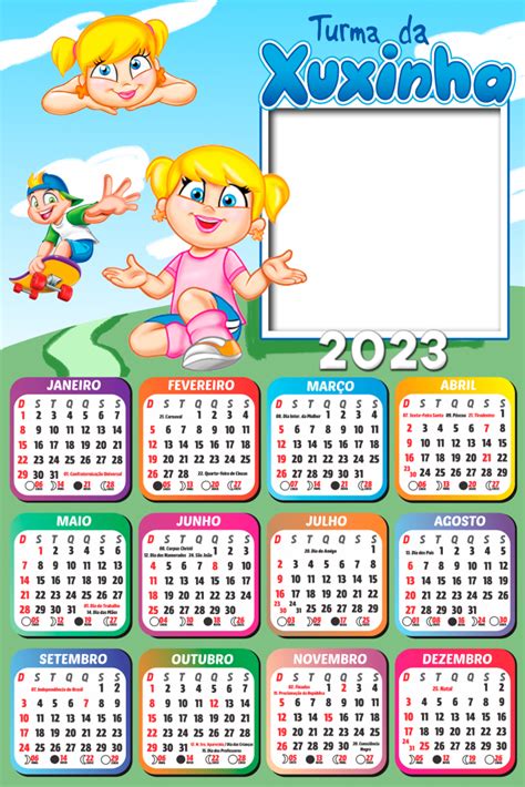 Moldura para Colagem de Fotos em Calendário 2023 da Turma da Xuxinha