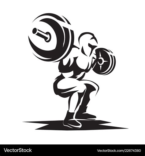 Athlete With Barbell Silhouette Weight Lifting Vector Image