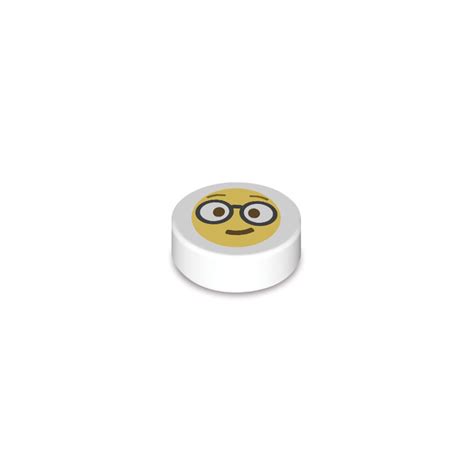 Emoji Intello Imprimé Sur Brique Lego® 1x1 Ronde Blanc