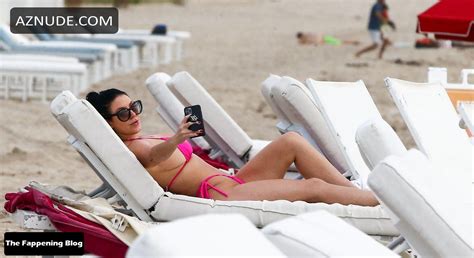 Angela White Sexy Seen Flaunting Her Tits And Ass In A Pink Bikini On The Beach In Miami AZNude