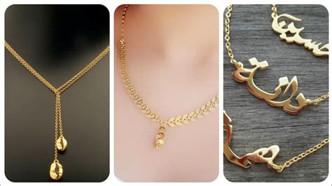 Latest Light Weight Gold Necklace Chain Pendant Gold Drop Necklace