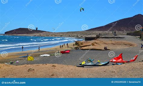 View Of El Medano Popular Kitesurfing Beach In South Coast Of Tenerife