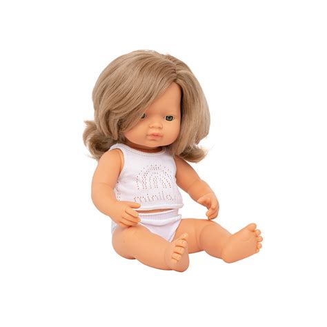 Miniland Baby Doll Caucasian Dark Blonde Girl Cm