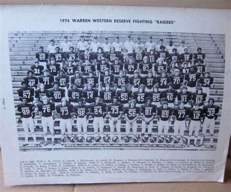 Warren Raiders High School Football Program 1974 Ohio Vs Monessen