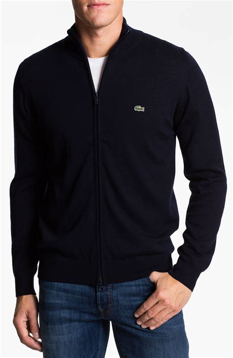 Lacoste Mock Neck Lambswool Sweater In Blue For Men Navy Blue Lyst