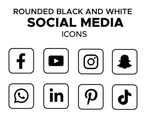 Iconos De Redes Sociales En Blanco Y Negro Vector Premium