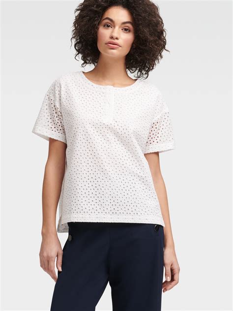 Dkny Cotton Eyelet Top In White Lyst