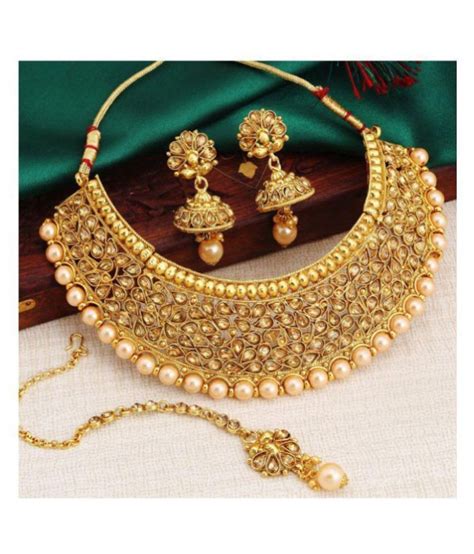 Sukkhi Alloy Golden Choker Traditional 18kt Gold Plated Necklaces Set Buy Sukkhi Alloy Golden