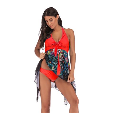 Womens Bikini Set Two Piece Swimsuits Bathing Suits Piece Swimwear Print Tankini Swimsuit With