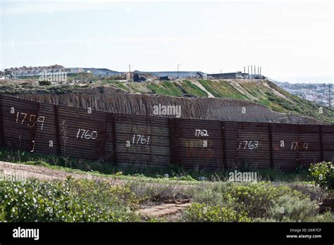 Border Fence Separating San Diego And Tijuana February 17 2012 In San