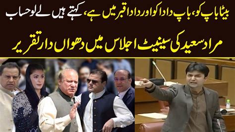 Murad Saeed Aggressive Speech In Senate Session Today Youtube