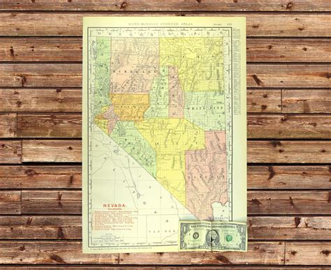 This Is An ORIGINAL LARGE Nevada Map Taken From A 1907 Atlas Unique