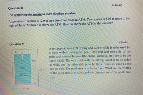 Solved Question 2 5 Marks Use Completing The Square