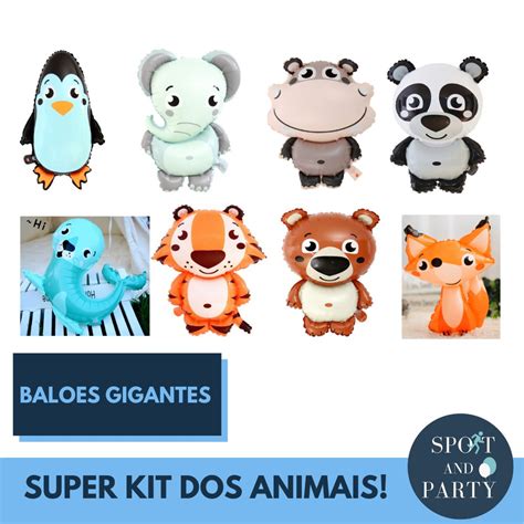 Aniversário Safari Animais Gigante Kit 8 Balões Metalizado Shopee Brasil