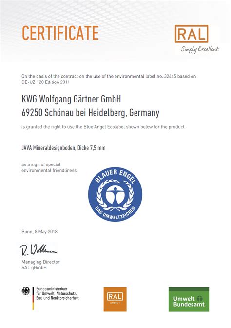 Certificate Blauer Engel Java En • Kwg Bodendesign