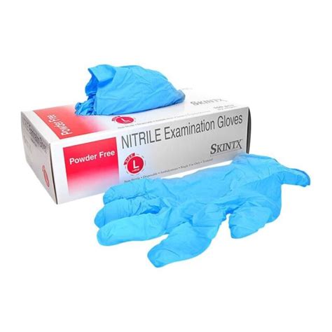 Box Of 100 Sealed Skintx Nitrile Exam Powder Free Gloves Blue Large