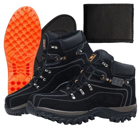 Bota Coturno Adventure Cat Em Couro Legitimo Palmilha Conforto P U