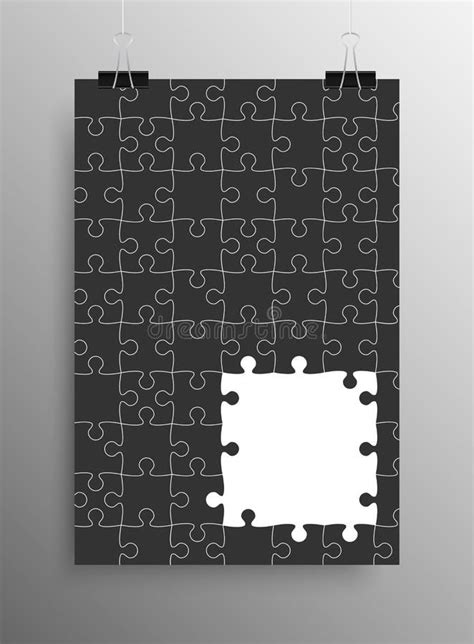 Vertical Poster A4 Puzzle Pieces Black Puzzles Stock Vector