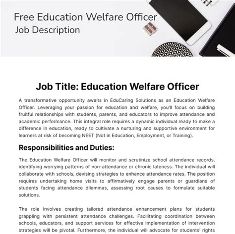 Free Education Welfare Officer Job Description Template to Edit Online