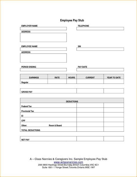 Printable Blank Pay Stubs Template Printable Templates Free