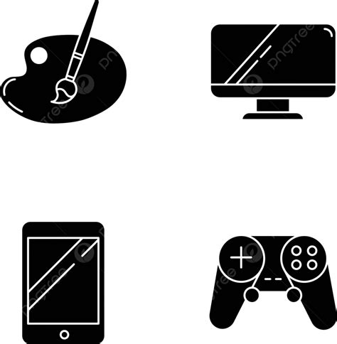 Set Of Black Glyph Icons For Recreation On White Background Vector