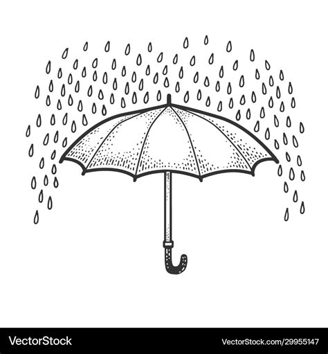 Rain and umbrella sketch Royalty Free Vector Image