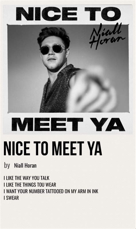 Nice To Meet Ya In 2024 Niall Horan Nice To Meet Music Poster Design