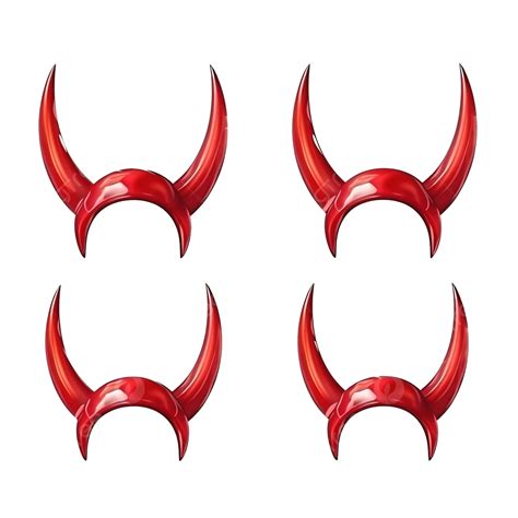 Set Of Three Realistic 3d Devil Horns Red Glossy Daemon Horns