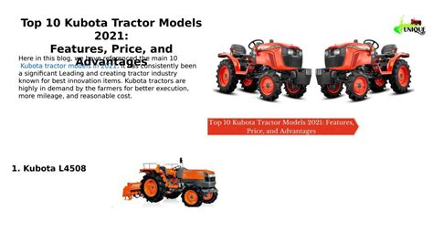 Top 10 Kubota Tractor Models 2021: Features, Price, and Advantages by ...