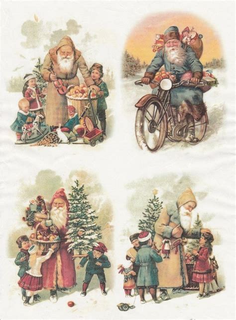 Rice Paper For Decoupage Decopatch Scrapbook Craft Sheet Vintage Friendly Santa Vintage