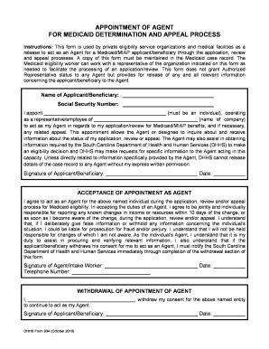 Fillable Online Dhhs Form Appointment Of Agent With Instructions