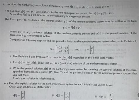 Solved Consider The Nonhomogeneous Linear Dynamical Chegg