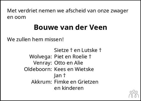 Bouwe Van Der Veen 20 01 2024 Overlijdensbericht En Condoleances