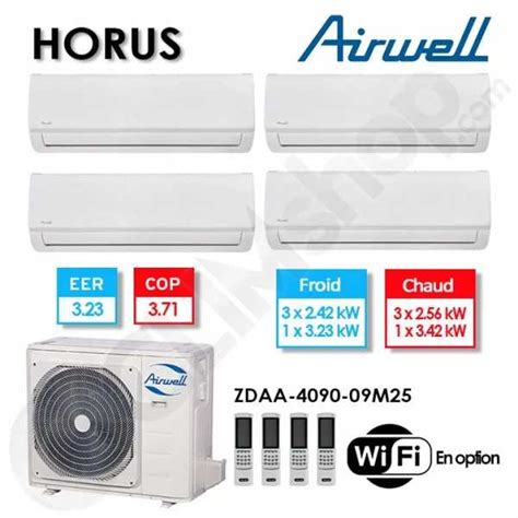 Pack Climatisation Quadri Split Airwell Horus 10 5 KW