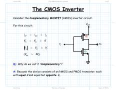 21 The CMOS Inverter Present Pdf 11 14 2013 The CMOS Inverter