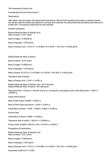 SOLUTION Preparation Of Aspirin Lab Studypool