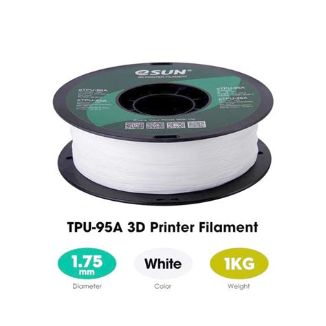 eSUN TPU eTPU-95A 3D Printer Filament 1.75mm 1kg - ZENIX Store LLC