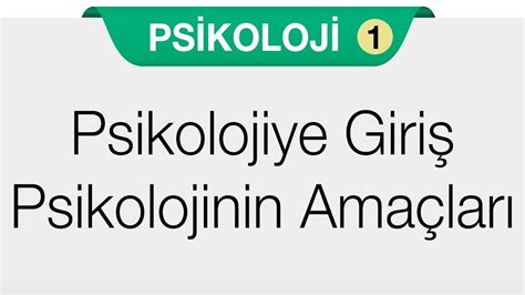 Psikoloji Bilimini Tanıyalım Psikolojinin Ölçütleri Ve Amaçları YouTube